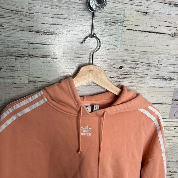 Adidas crop hoodie sweater pink white size xl - Picture 5 of 9